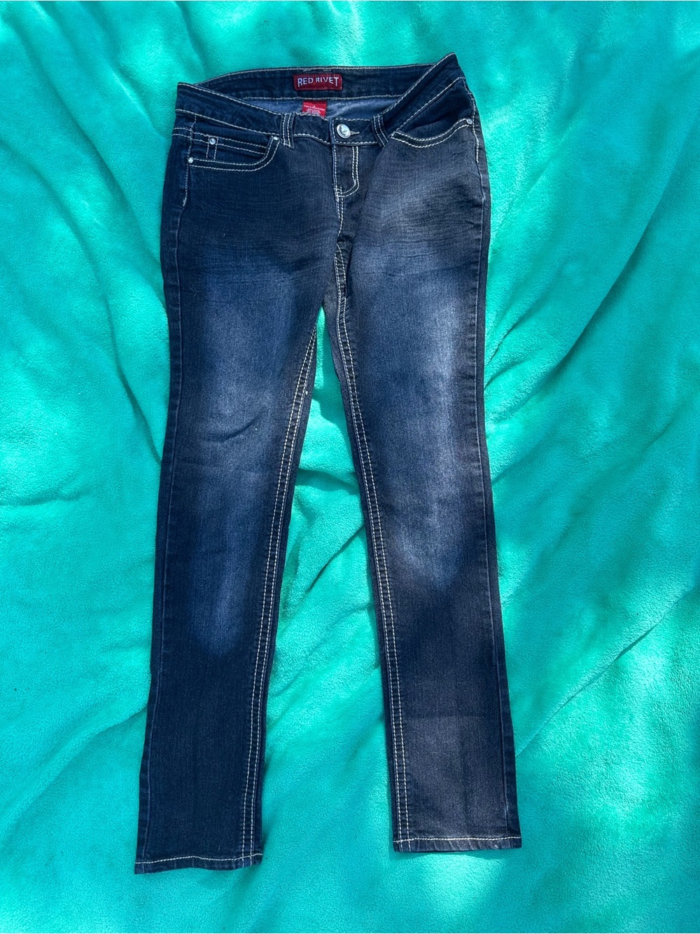 Red Rivet Denim Skinny Jeans